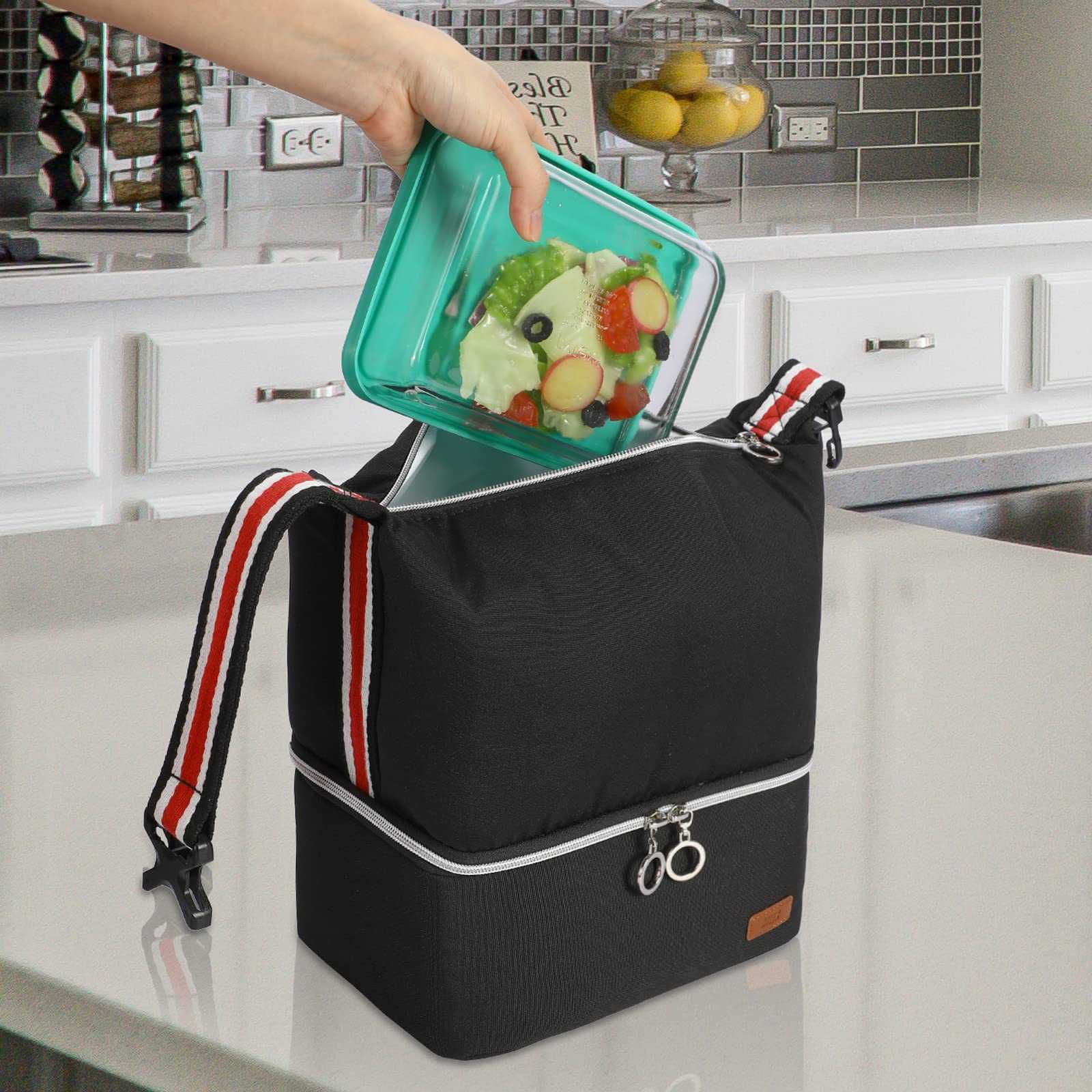 MIER Womens Lunch Bags for Work Double Deck 16 Can Large Insulated ...